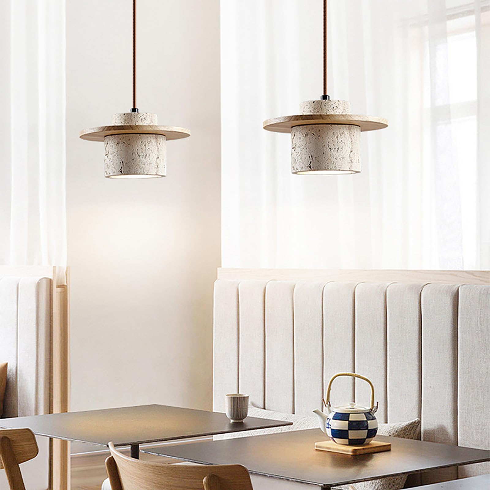 Nowoczesna nordycka betonowa lampa wisząca do jadalni wyspy kuchennej naturalny kamień abażur żyrandol sufit wiszące oświetlenie