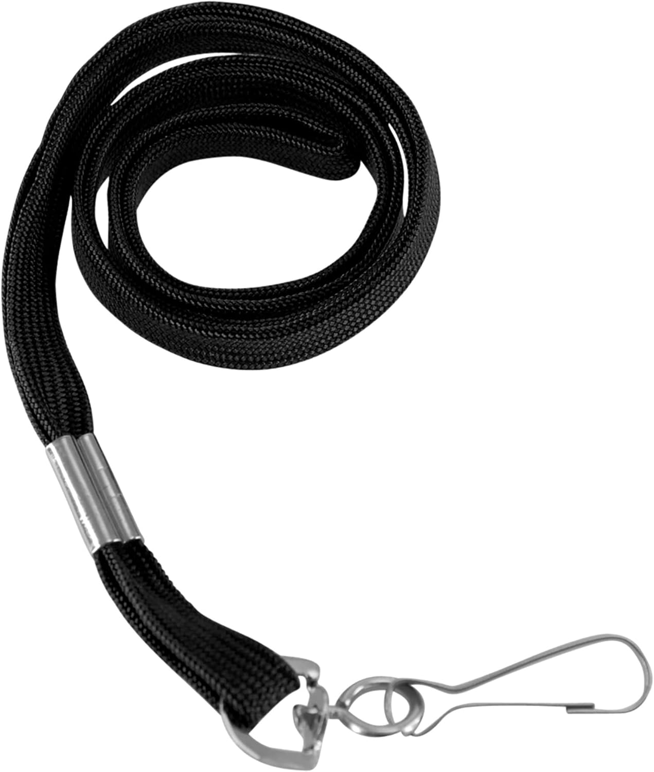 Flat Lanyard with Hook, 100/BX, Black