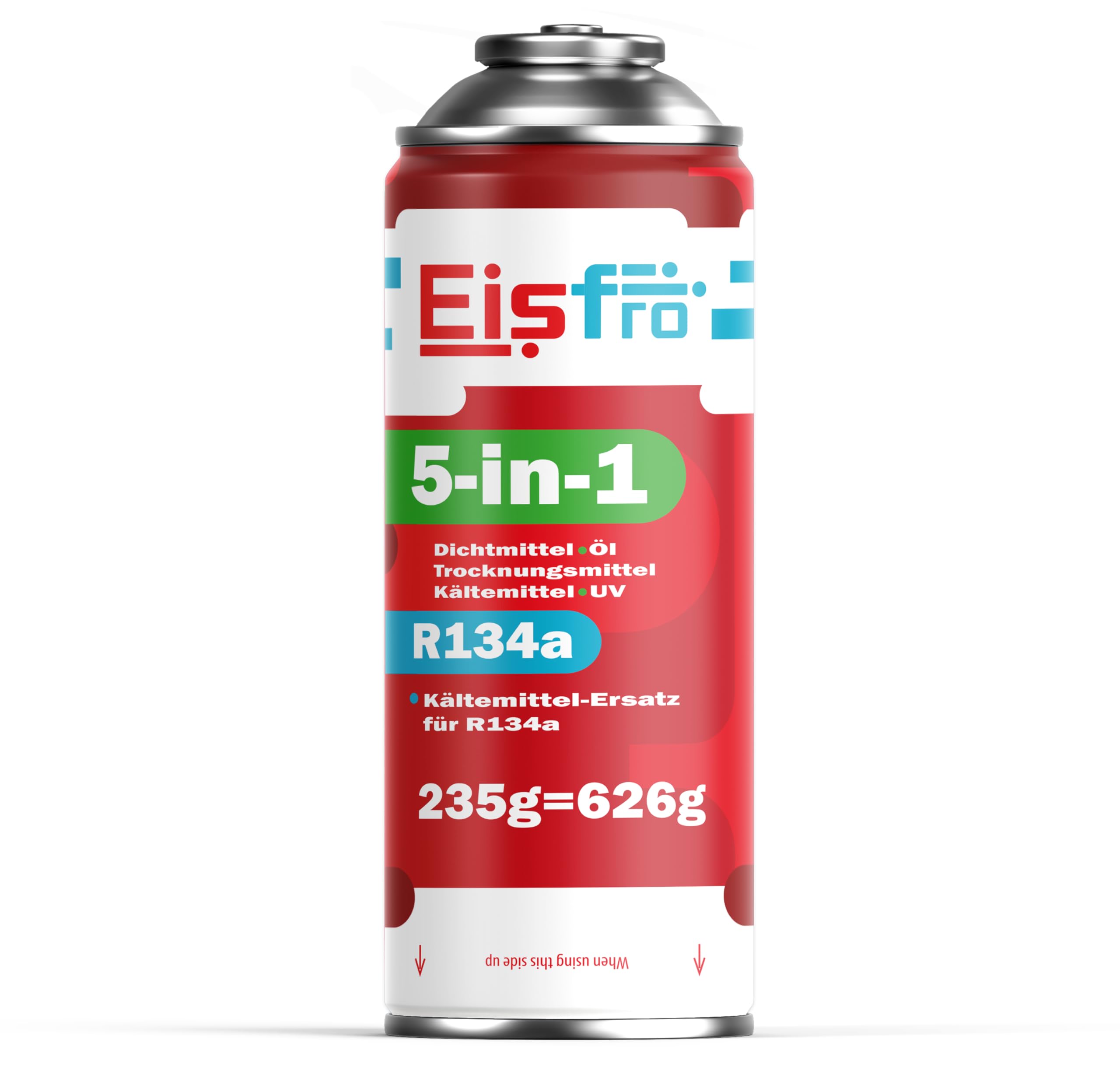 5in1 - Kältemittel R134a + Schlauch, 2X 235 g für Auto Klimaanlage mit Öl, Dichtungsmittel, UV-Farbstoff, Trocknungsmittel - Schützt den Kompressor
