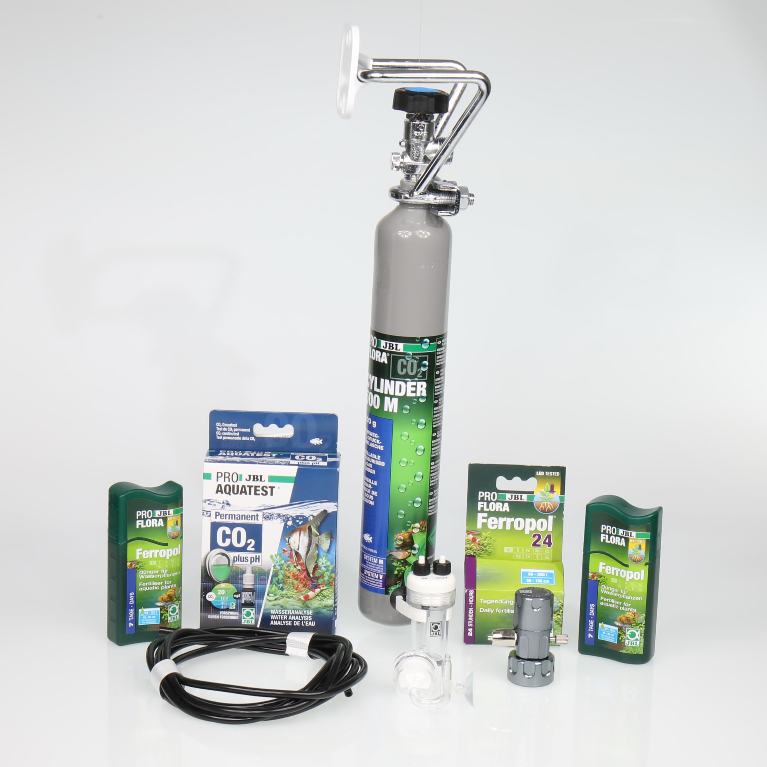JBL PROFLORA CO2 BASIC SET M, CO2-Düngeanlagen-Komplettset für 40-300 l, Mit Mehrwegflasche und umfangreichem Zubehör