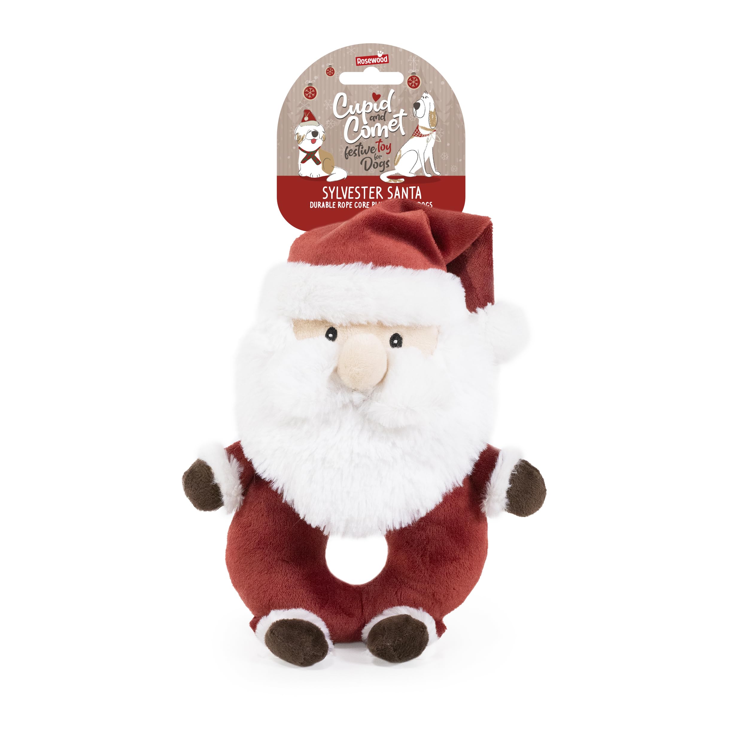 Cupid & Comet Selection of Rope Filled, Plush Covered Christmas Dog Toys from (Sylvester Santa), Multicoloured - Image 3