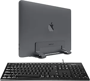 Macally Mac Wired Keyboard and a Vertical Laptop Stand for Desk, Optimize Your Workspace