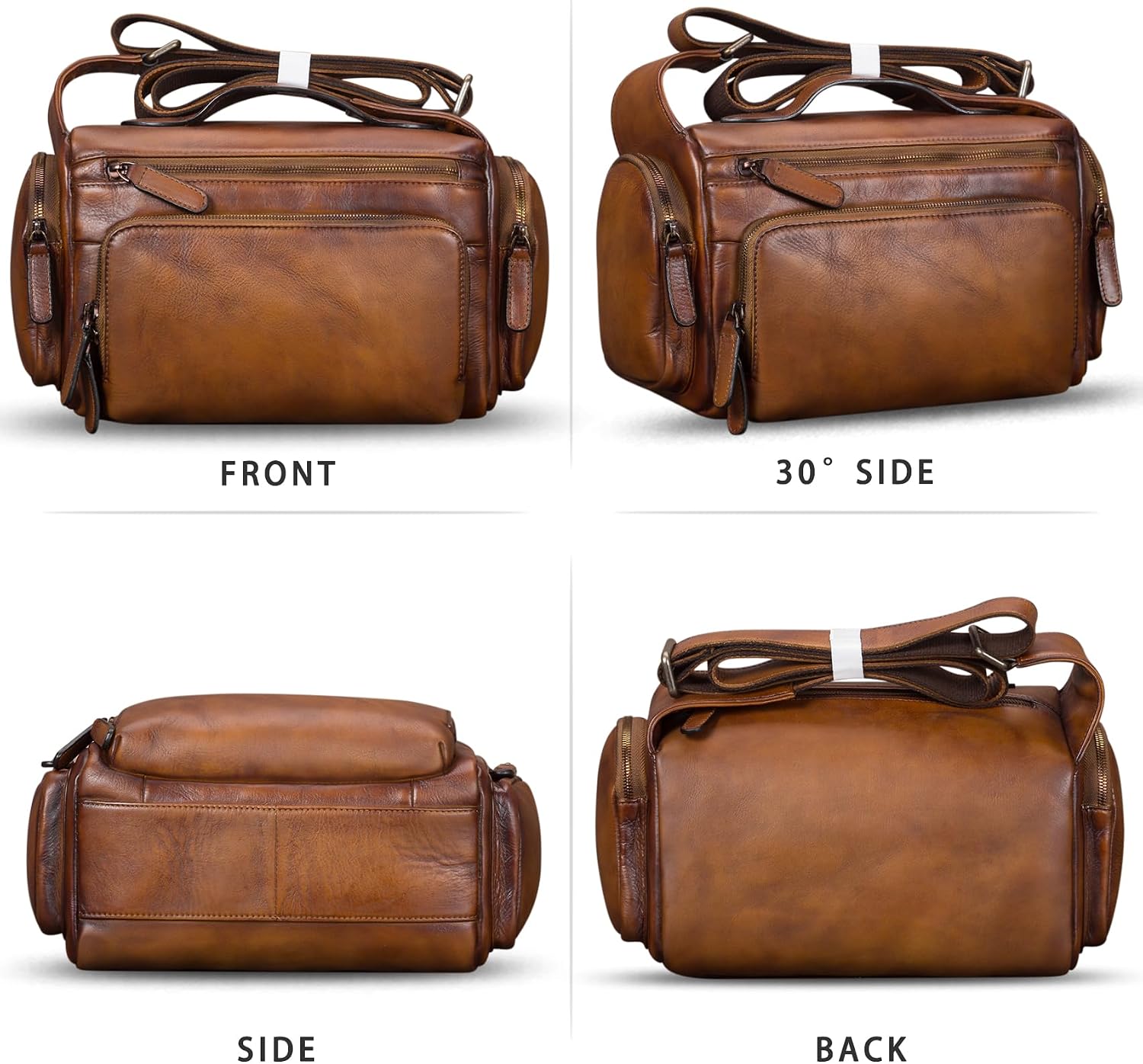 IVTG Genuine Leather Messenger Bag for Men Crossbody Shoulder Pack Satchel Casual Sling Daypack Work Business Daypack