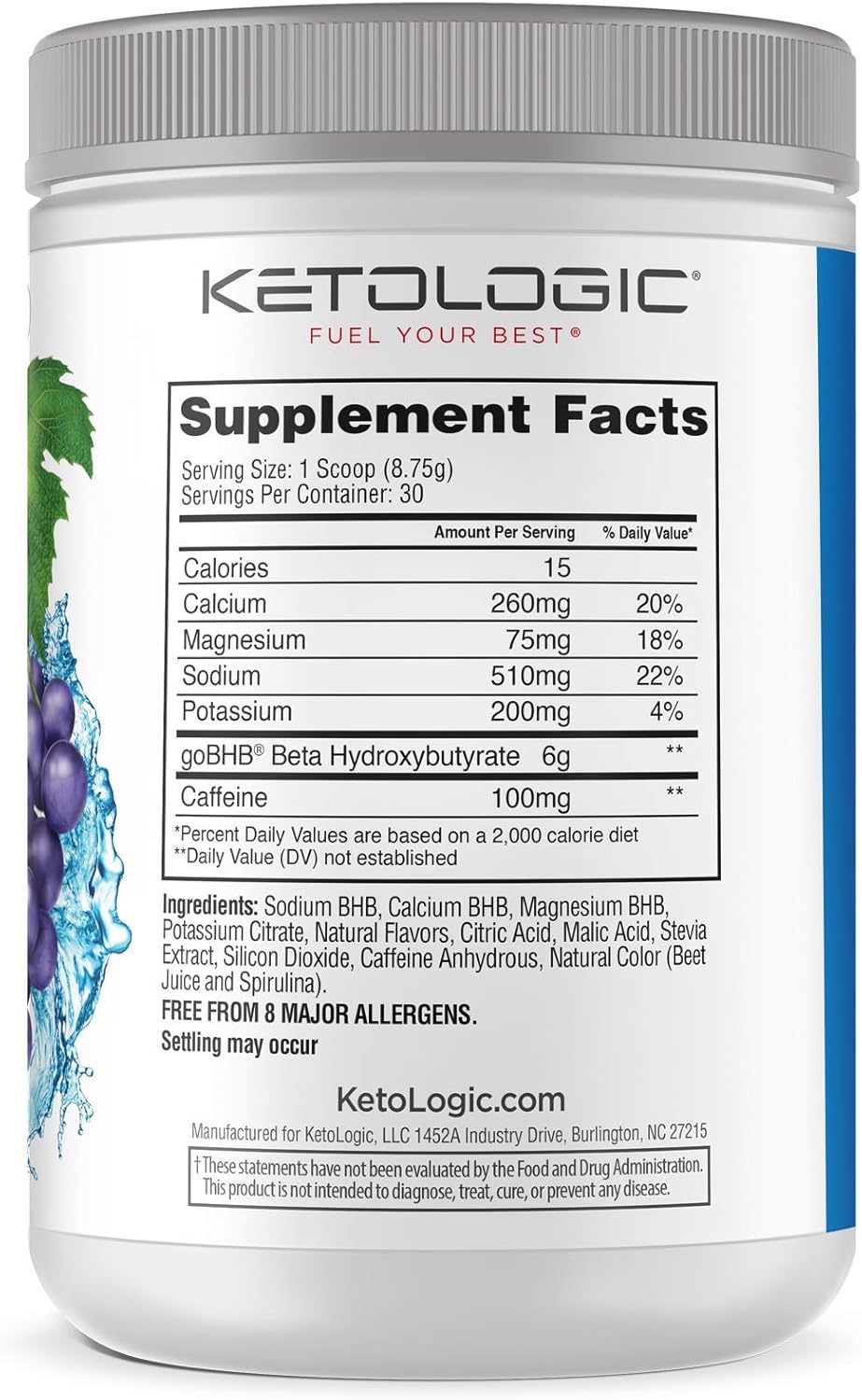 KetoLogic BHB Exogenous Ketones Powder with Caffeine (30 Servings) - Keto Pre-Workout, Boosts Ketosis, Energy & Focus - Support Keto Diet with Beta-Hydroxybutyrate Keto BHB Salts - Raspberry Lemonade: Health & Personal Care