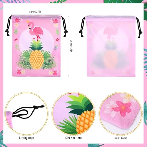 Miniatura 5 de 24 bolsas con cordón de flamenco, bolsa de regalo, bolsa de regalo de flamenco de verano, mochila con cordón de playa, mochila de cuerda rosa, bolsa