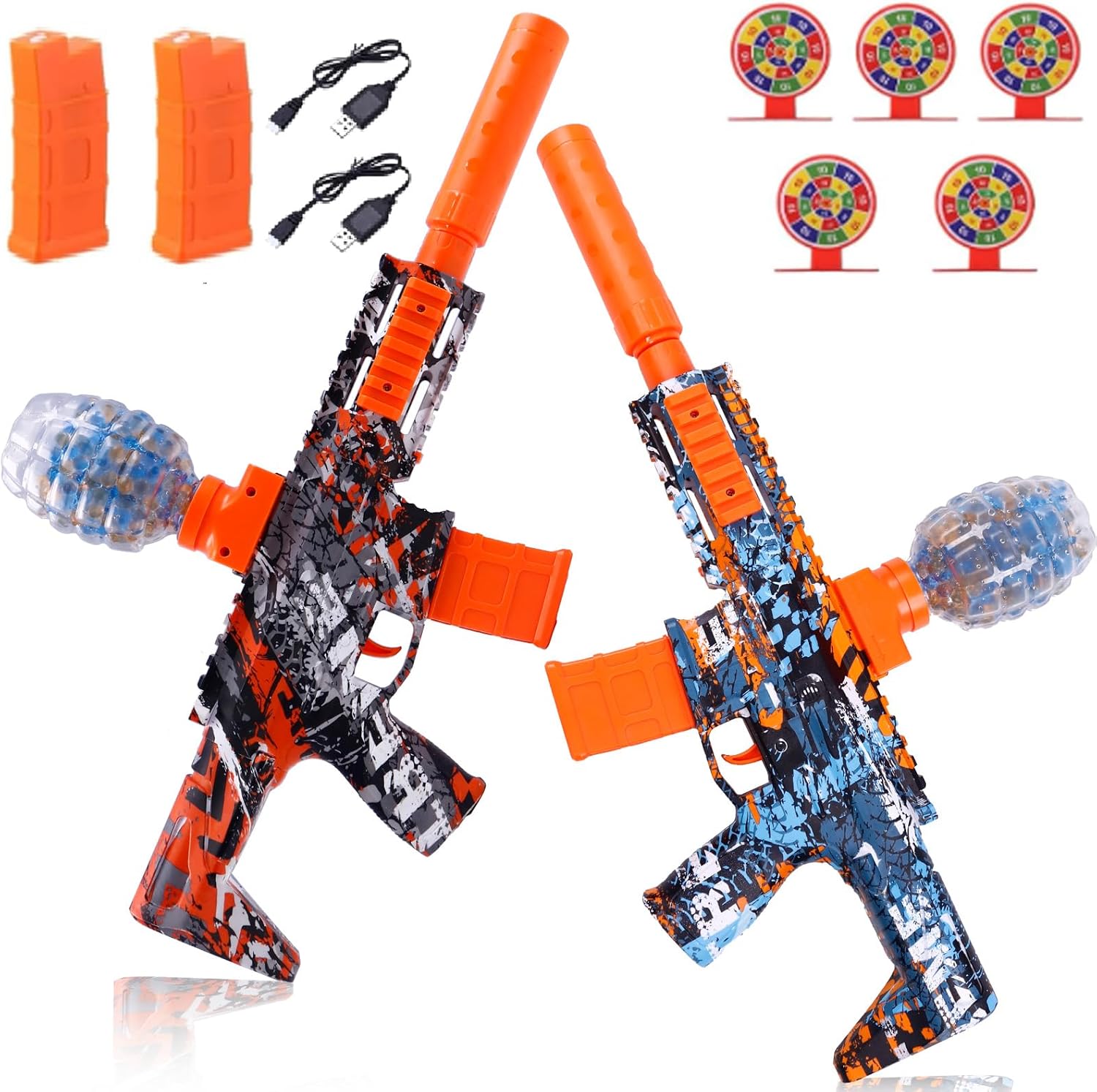 2 Pack Gel Ball Blaster Splatter Toys 60000+ Balls - High Powerful 12 Per Seconds 160+ Fps Super High Speed Automatic Splat Toys for Age 14+
