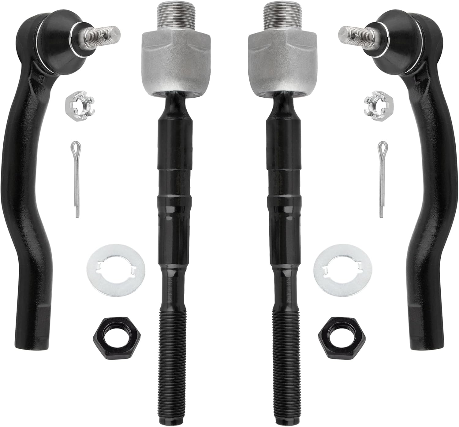 BOXI (Set of 4) Front Inner & Outer Tie Rod Ends Fit for Ford Edge 2007 2008 2009 2010 2011 2012 2013 2014 / for Lincoln MKX 2007 2008 2009 2010 2011 2012 2013 2014 2015 | EV800576 ES800473 ES800474