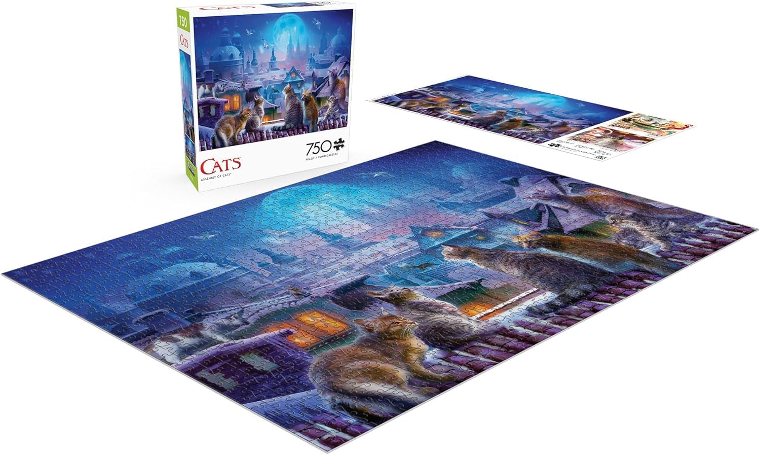Buffalo Games – Puzzle Natale Cat-tastrophy 750 Pezzi Per Adulti – Dimensioni 61x45,7 Cm, Poster Incluso, Regalo Ideale