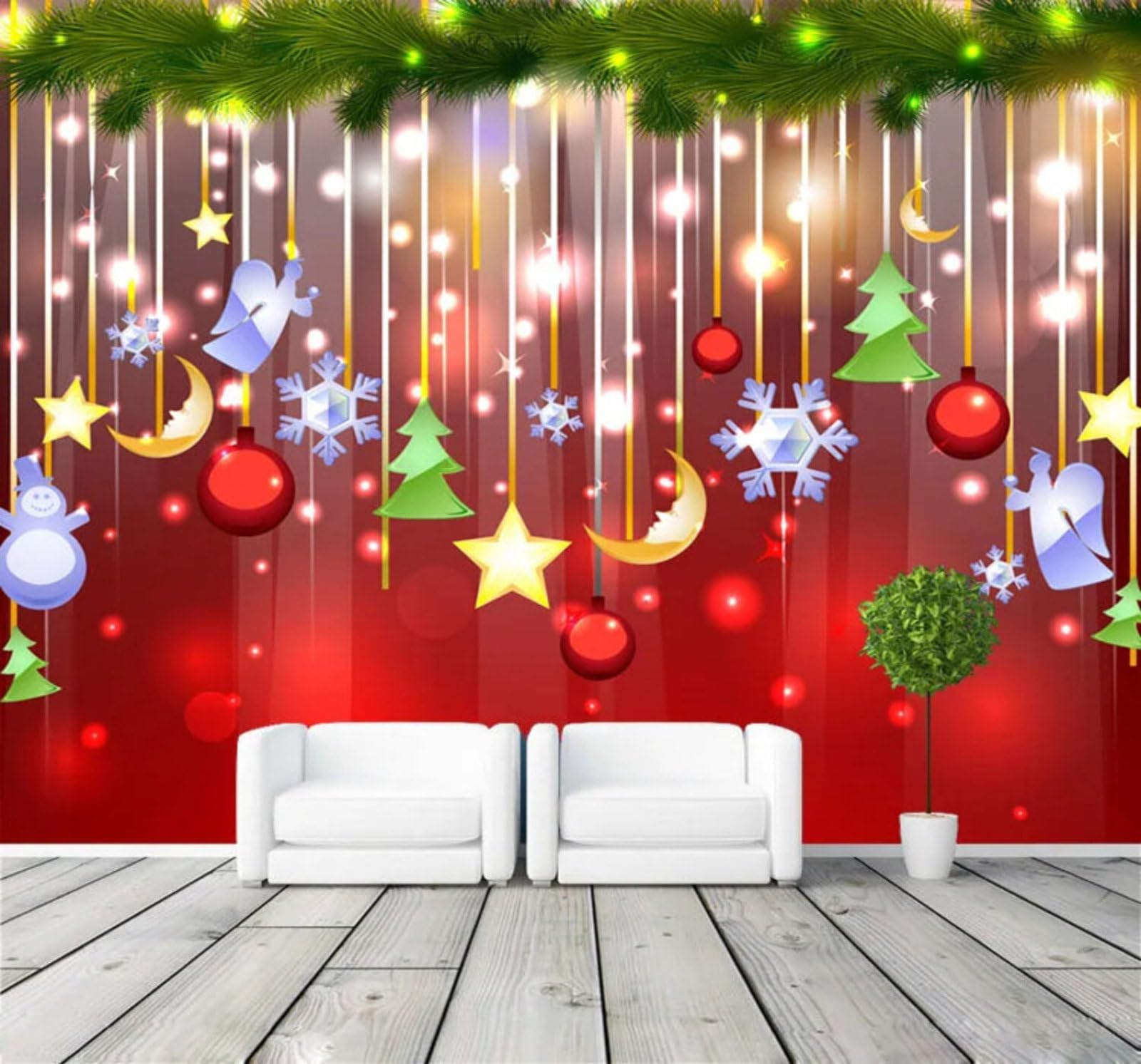 Wallpaper-3D-Xlm 250Cm×170Cm(B×H) Beautiful Three Dimensional Moon Stars And Snowflakes 3D Wallpaper Easy Install Feature Office Living Room Sofa Bedroom Tv Background Wall Decoration-250Cm×170Cm