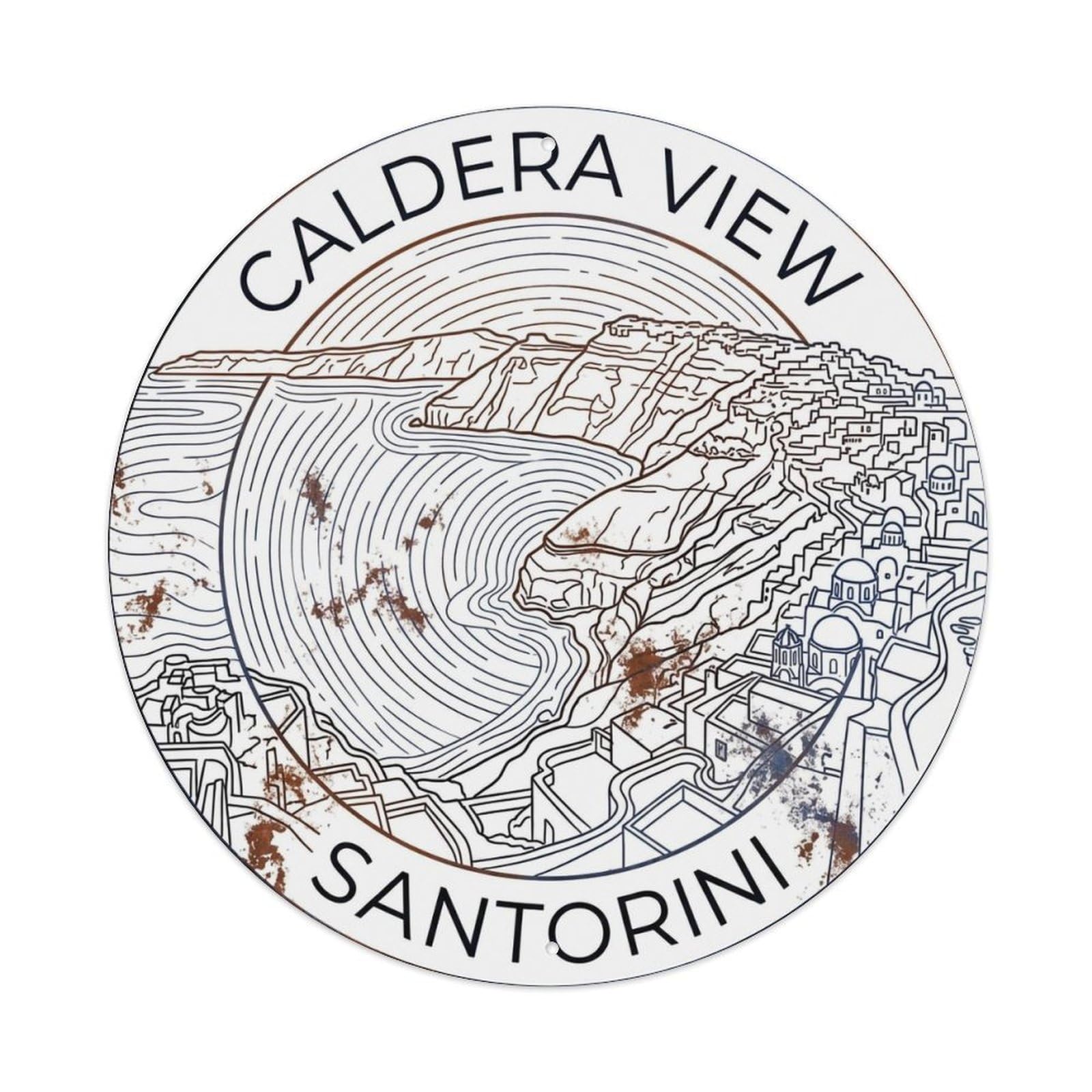 Vintage Travel Caldera Santorini View 1 Metal Tin Sign