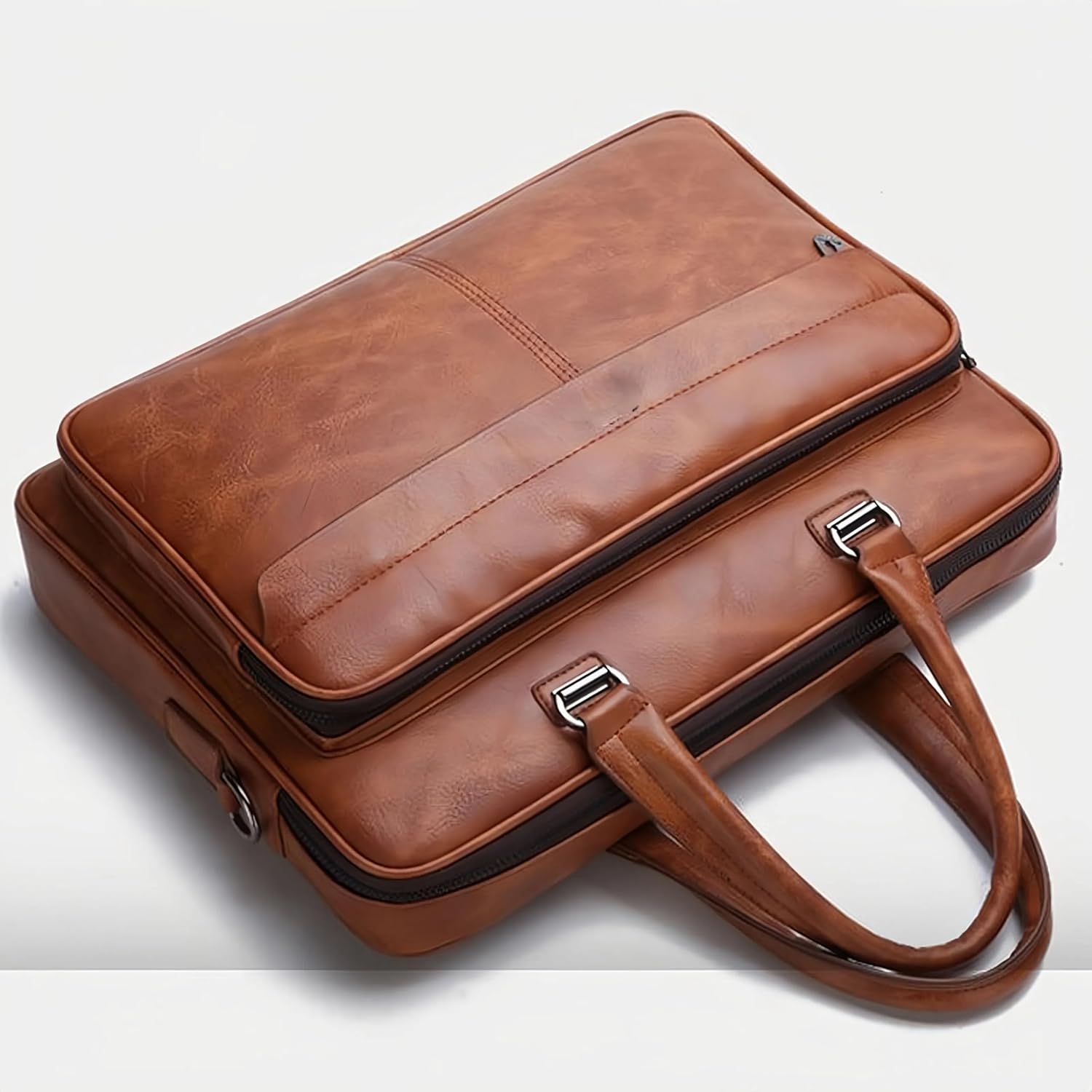 Vintage Leather Laptop Briefcase, 16 Inch Messenger Bag, Crossbody Shoulder Computer Satchel for Men Office Computer Bag - Image 7