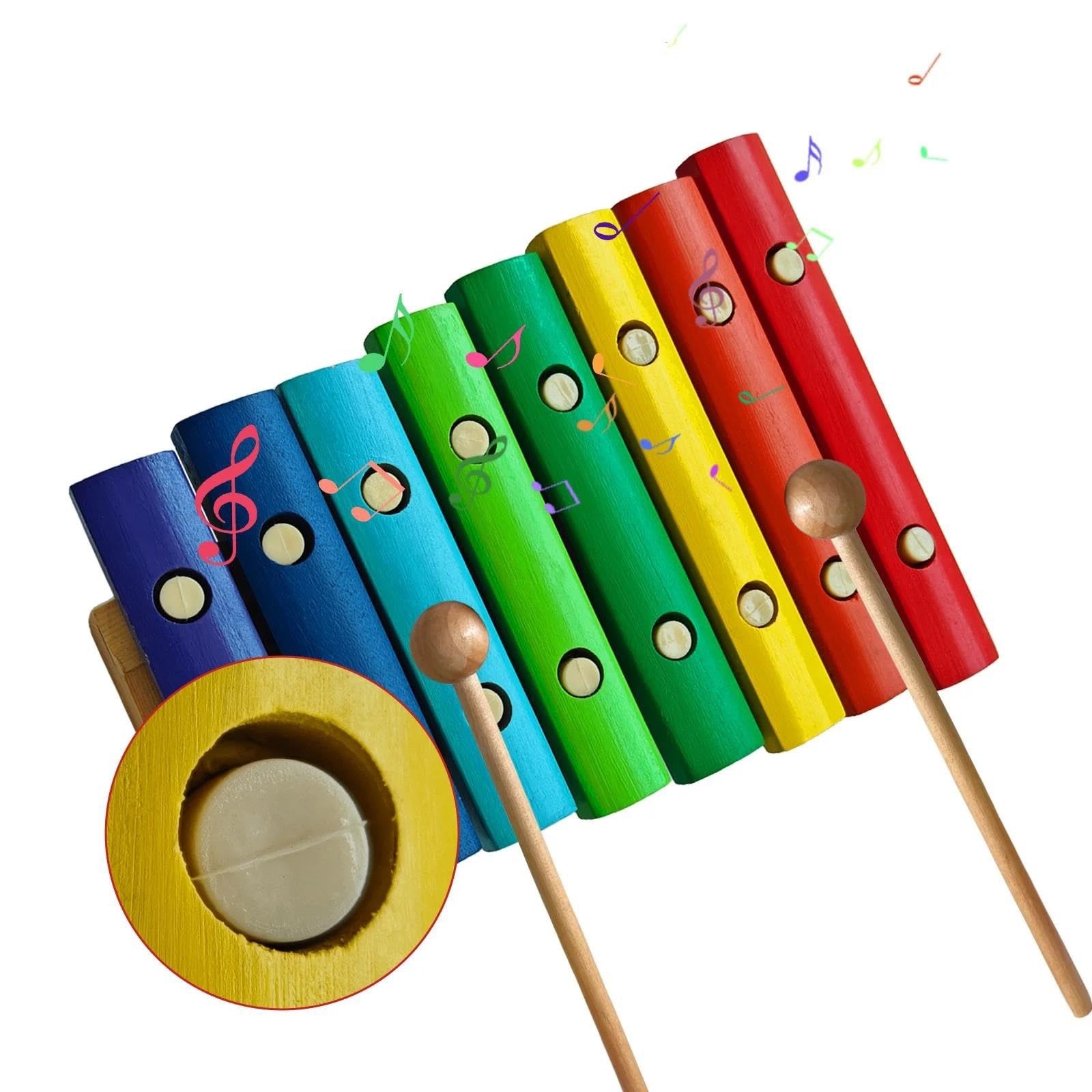 Xilófono Musical Xilófono De Madera De 8 Notas Instrumento Musical Con 2 Mazos De Madera Teclas Coloridas De Madera De Abedul