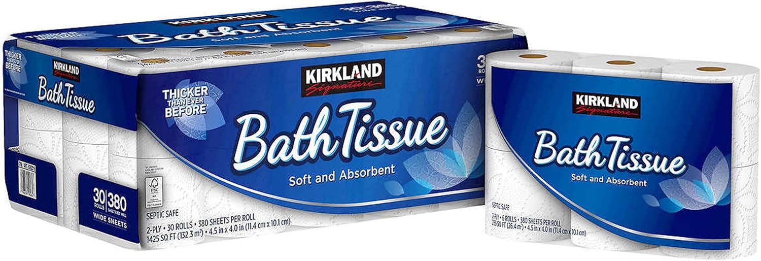 Fiorenzo Bundle Compatible with Kirkland Signature 2-Ply Toilet Tissue - Ultra-Soft Comfort and Premium Quality - 30 Rolls and 380 Sheets Per Roll Bath Tissue