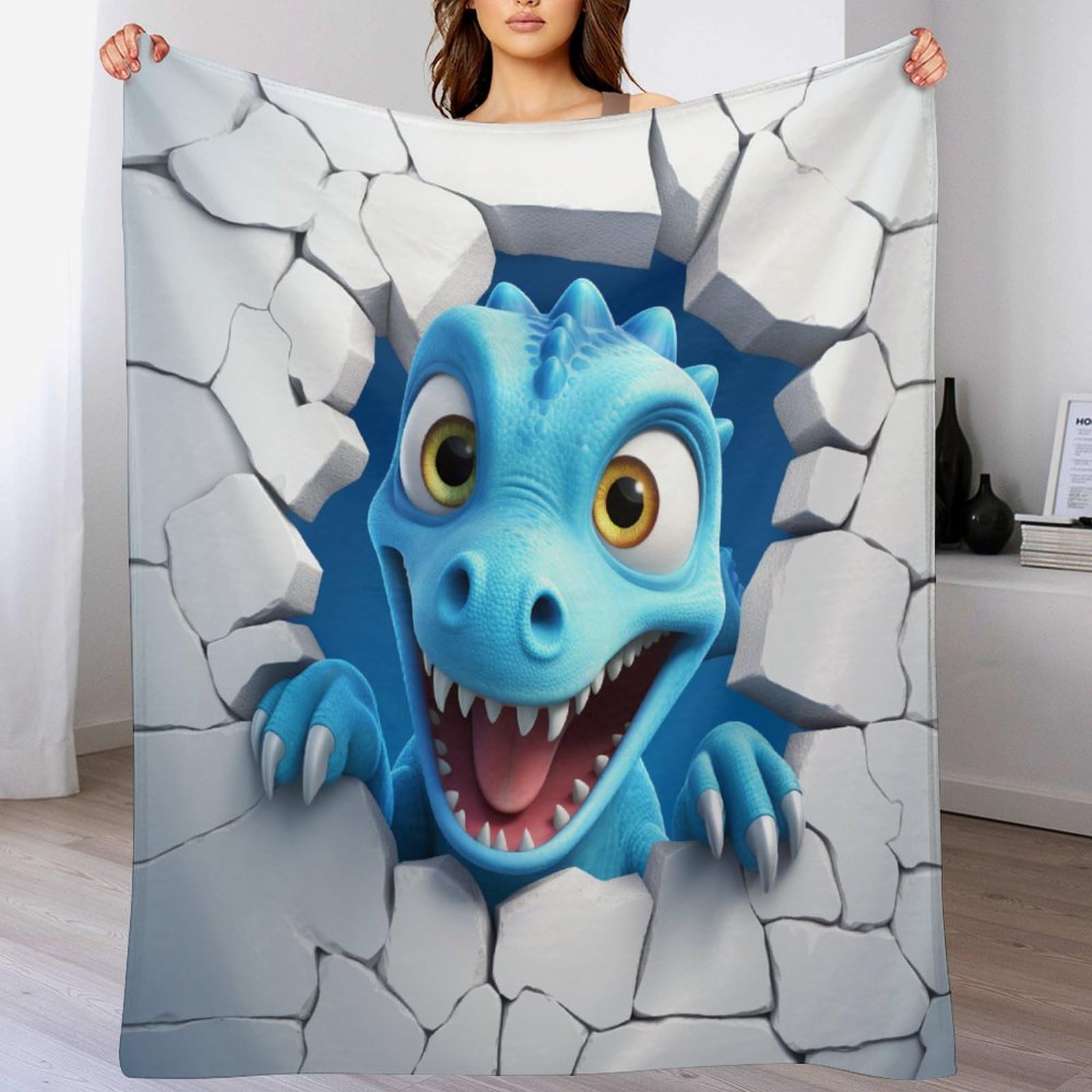 Couverture polaire cute dinosaure : fini les frissons sur le canapé avec ce plaid chaud