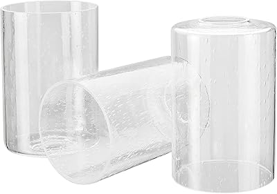 Aspen Creative 23610-03, Clear Seeded Cylinder Glass Shade, 4