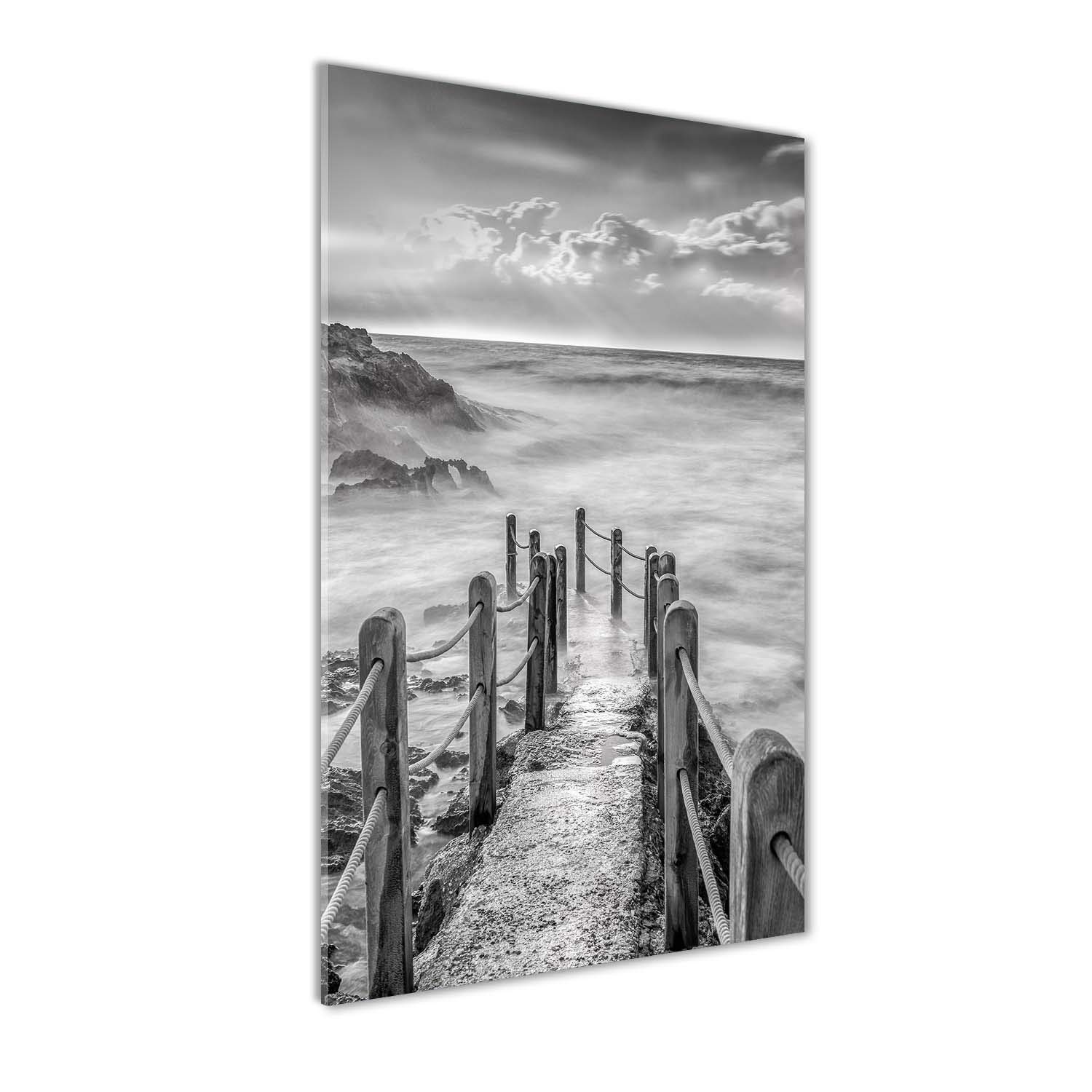 Tableau photo panoramique 60x120 cm en verre avec finitions d'art noir et blanc