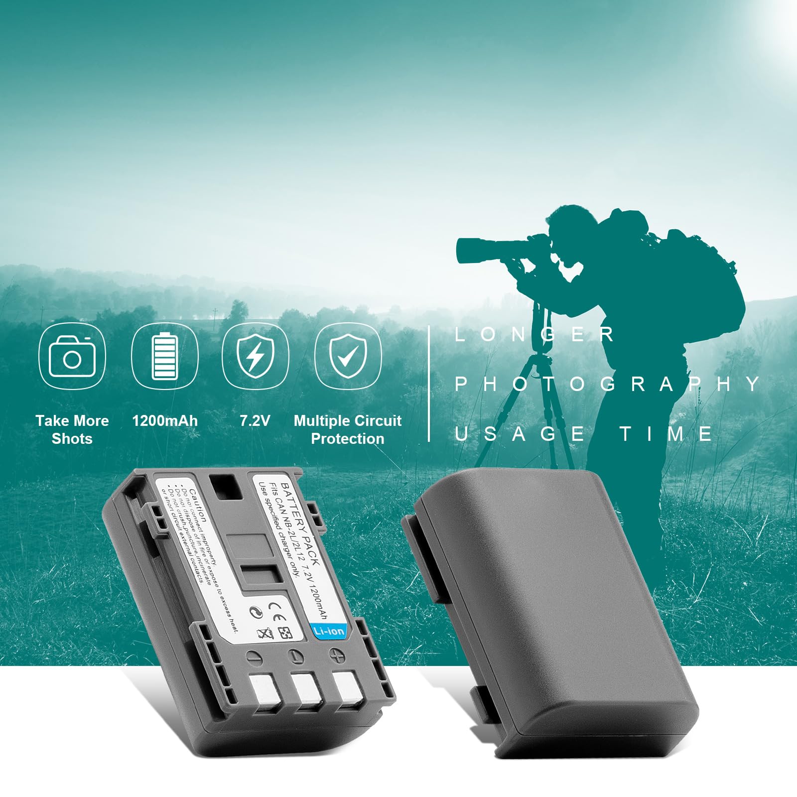 Canon NB-2L NB-2LH batteria 2 pezzi + caricatore Dual USB per EOS 350D 400D PowerShot G7 G9