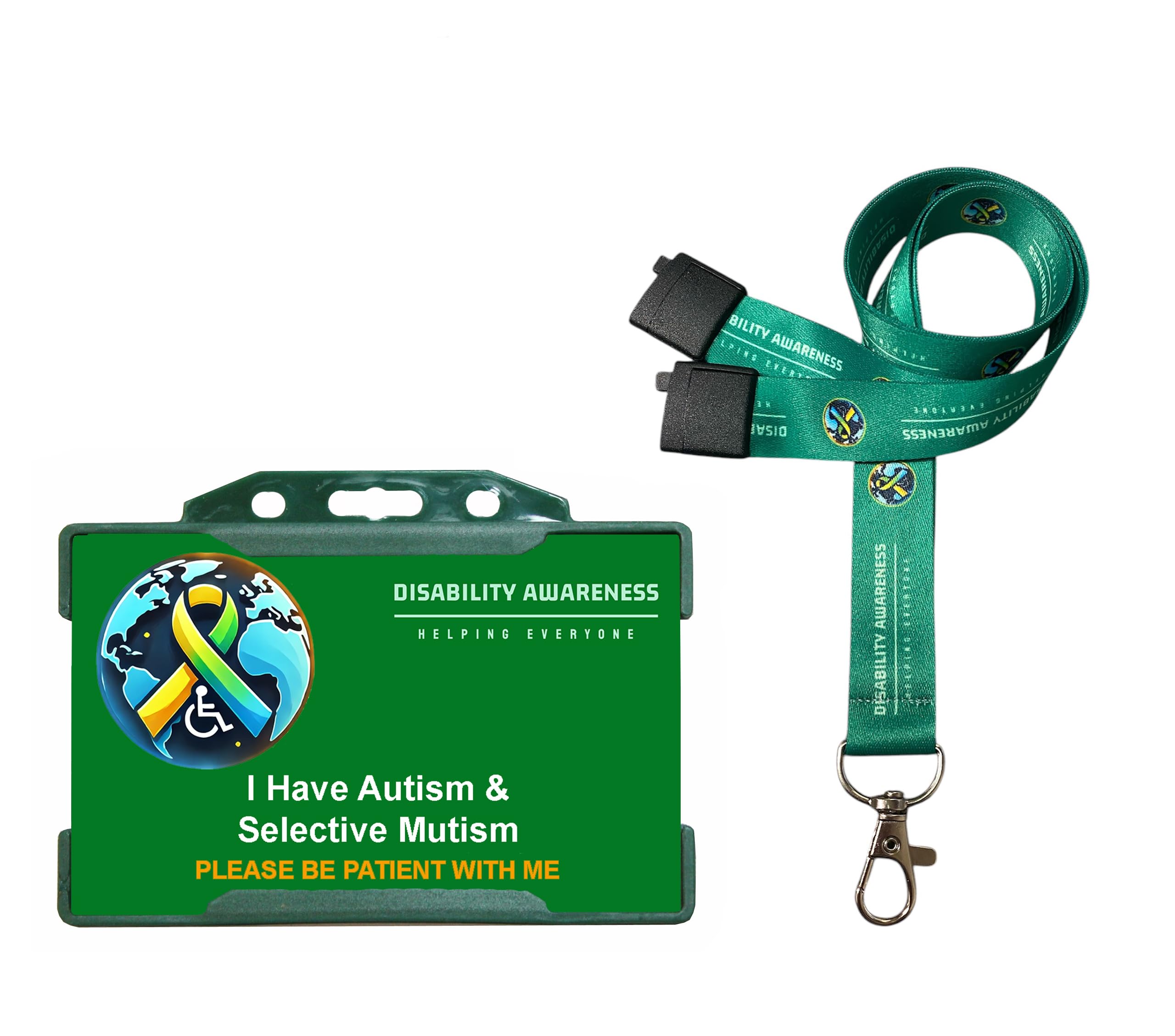 I Have Autism Mutism Awareness Badge & Hidden Disability Printed Lanyard World Symbol Uniting the World of Hidden Disabilities (Autism Mutism)