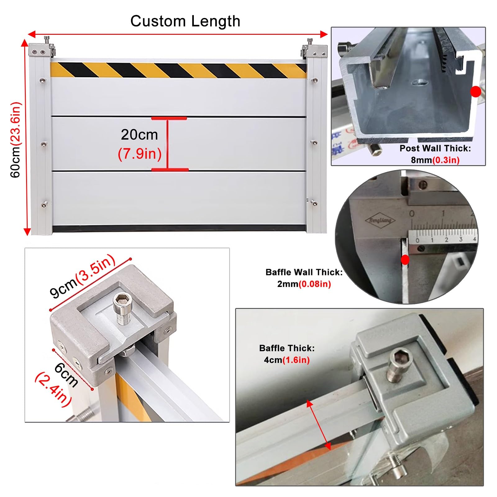 Barreras de protección contra inundaciones para Puertas de casa, Kit de umbral de Pared antiinundaciones de Aluminio de 80 cm, 60 cm y 40 cm de Alto, para Puertas/cochera/sótano, hogar Comer