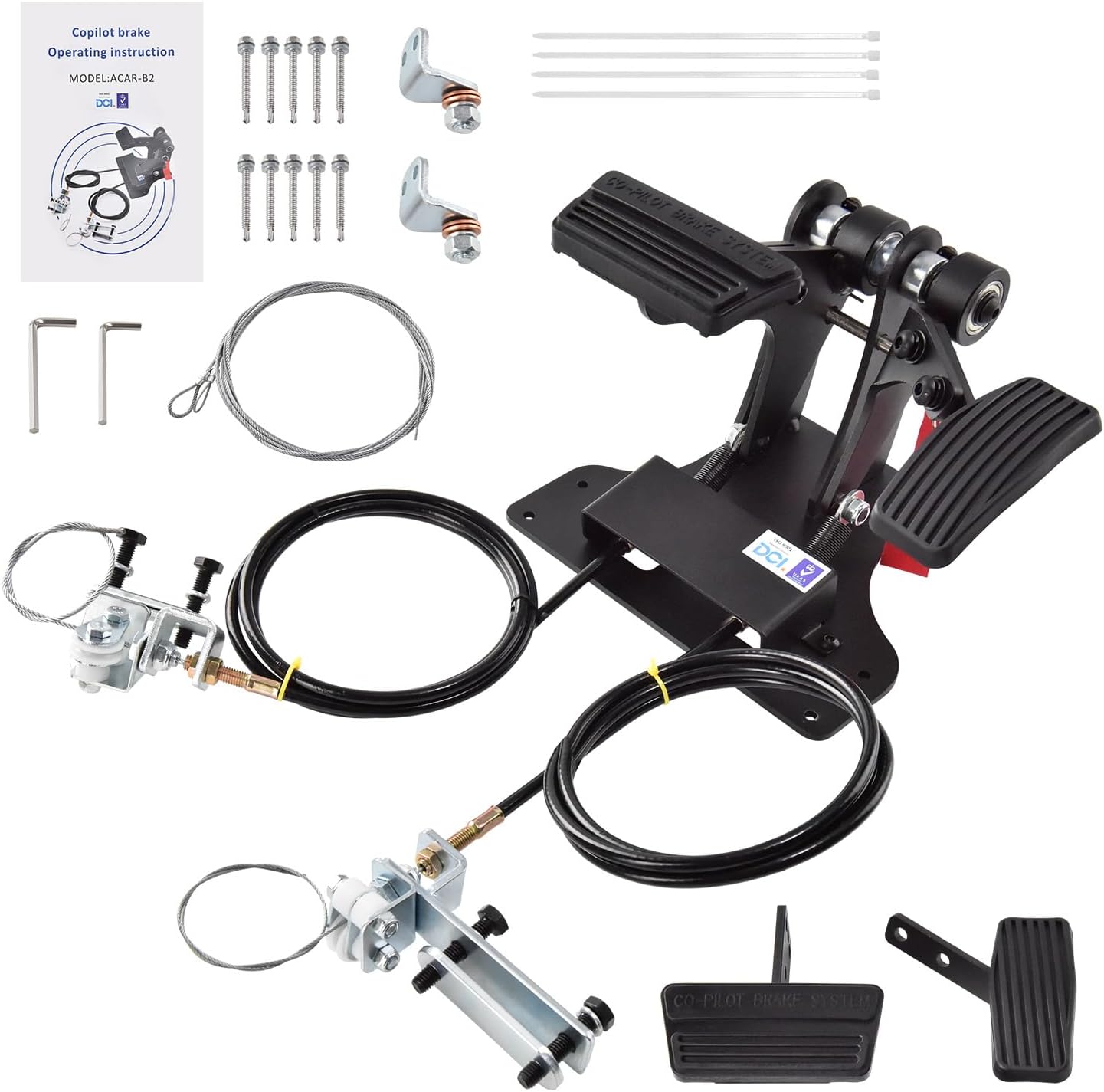 ACAR-B2 Right Hand Drive Conversion Kit, Universal Dual Control Pedal Relocation System for Brake & Accelerator, Driver Training, Postal, and Instructor Use, Passenger Side Dual Control Pedal