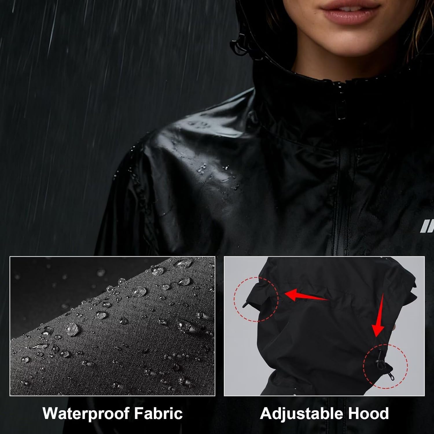 INBIKE Womens Cycling Rain Jackets Waterproof Windbreaker Lightweight Windproof Reflective Running Jacket Packable Hooded - Image 3