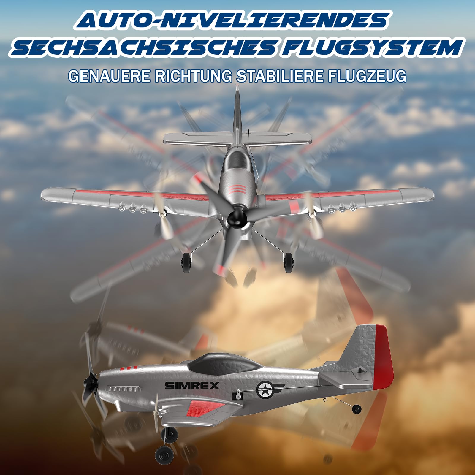 SIMREX TOY2409 RC Flugzeug, 2,4 GHz ferngesteuertes Flugzeug 6-Achsen-Gyro-Stabilisator, 3-Kanal-RTF-RC-Segelflugzeugspielzeug für Anfänger, Kinder, Erwachsen