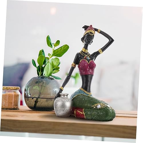 Miniatura 6 de Garneck Decoración de mesa, 3 piezas de escultura de cuerpo con encanto de mujer africana, estatua de niña africana, decoración de casa para el