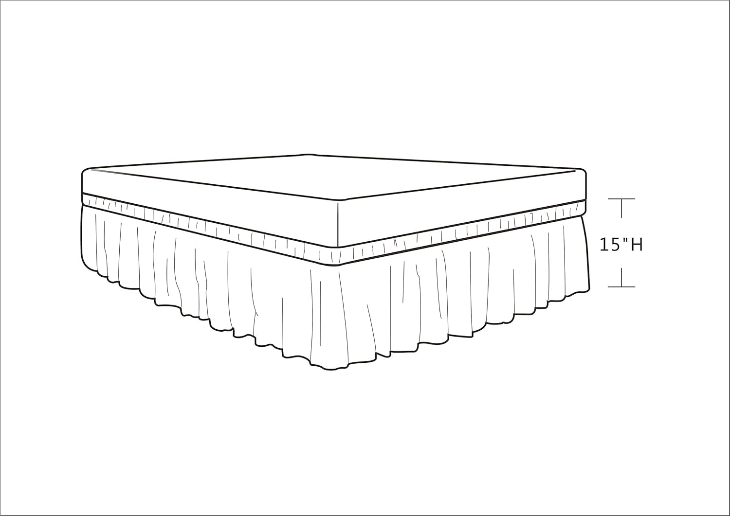 Biscaynebay Wrap Around Bed Skirts with Adjustable Belts for Queen Beds 15 Inch Drop, Ivory Elastic Dust Ruffles Easy Fit Luxurious Silky Fabric Solid Machine Washable: Kitchen & Dining