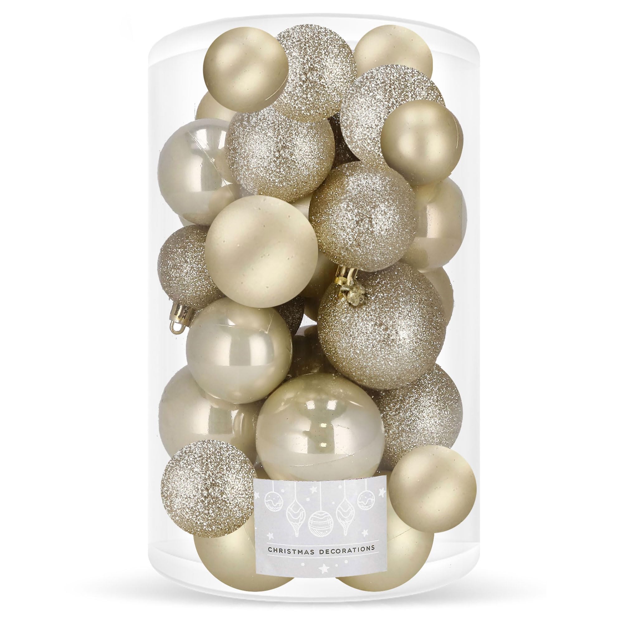 Boules de Noël dorées 30 pièces en plastique incassable pour sapin élégant