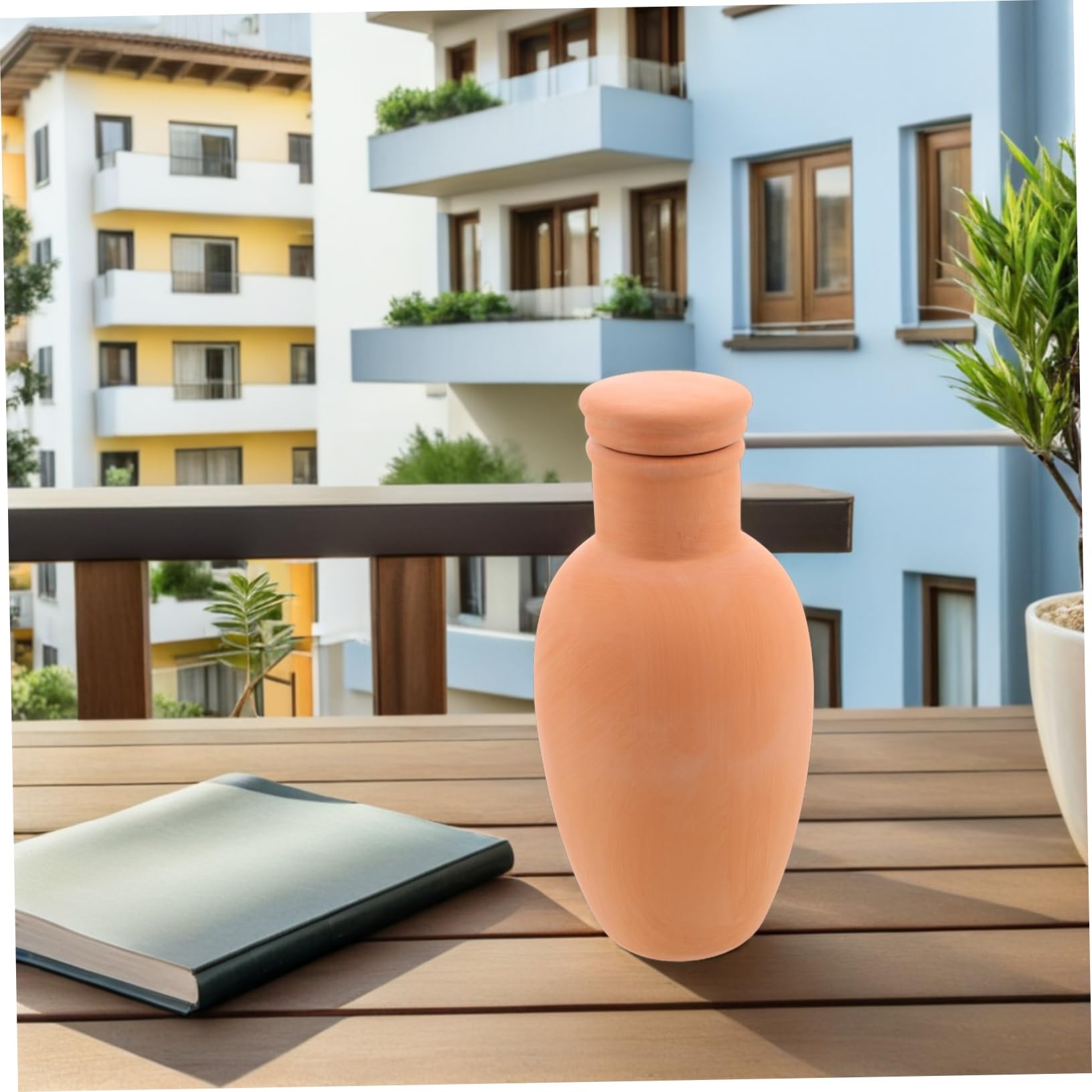 Supvox Automatisches Pflanzenbewässerungssystem mit 4 Selbstbewässernden Terrakotta Spikes Atmungsaktiv und Elegant für Zimmerpflanzen und Balkone