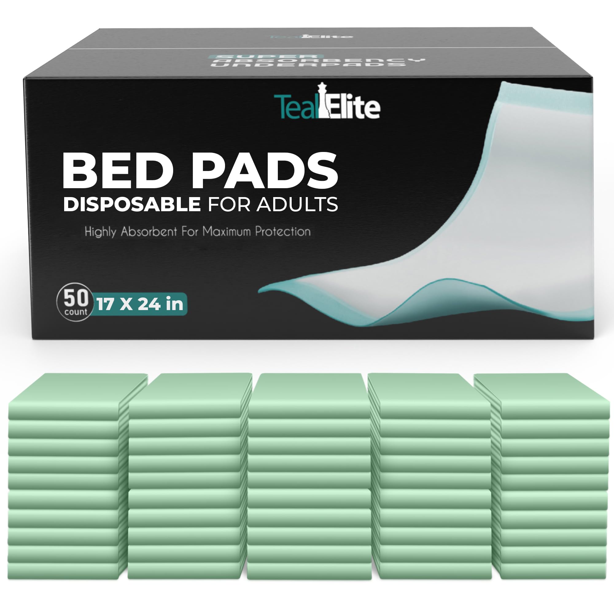 Almohadillas desechables para adultos, 50 unidades, extra grandes, a prueba de fugas, para incontinencia, ideales para adultos, bebés, superabsorbentes (17 x 24)