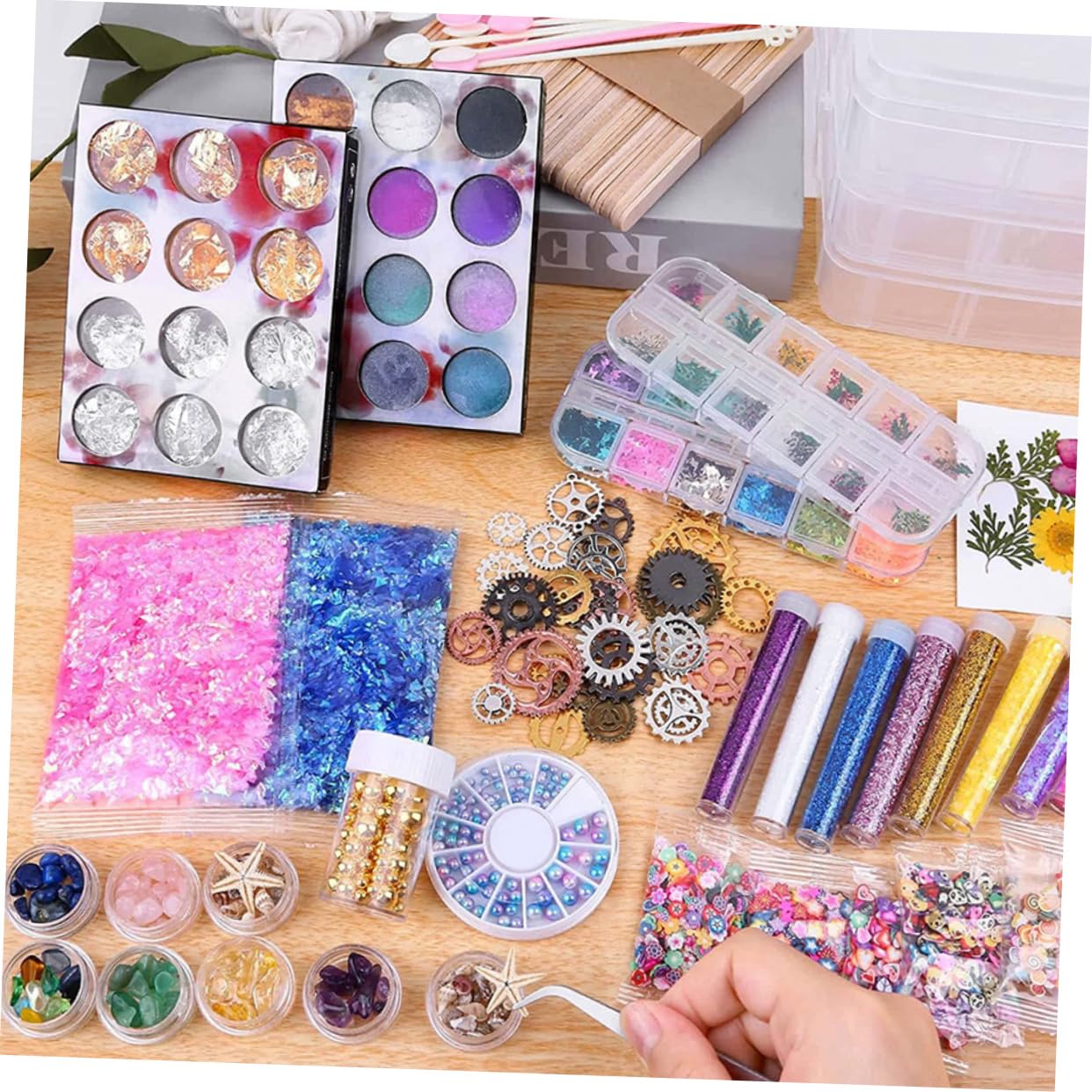 Kit Epossidico per Creazione Gioielli e Decorazioni Artigianali, per Stampi in Resina e Cover Telefono, in Plastica e Legno, per Ragazzo Ragazza e Appassionati DIY