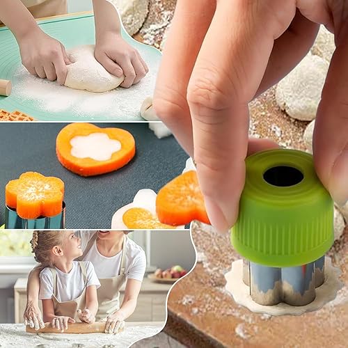 Miniatura 5 de 12 Pcs Embossing Cutter Set Vegetable and Fruit with Stainless Steel Blades, Assorted Shapes for Creative Food Decoration