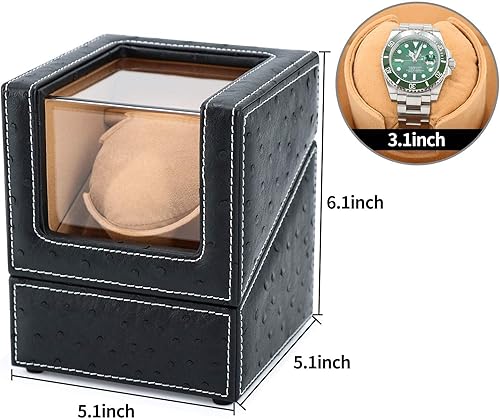 Miniatura 6 de Bobinadora automática de reloj individual para Rolex y otros relojes de lujo, enrollador automático con motor silencioso, exterior de cuero de