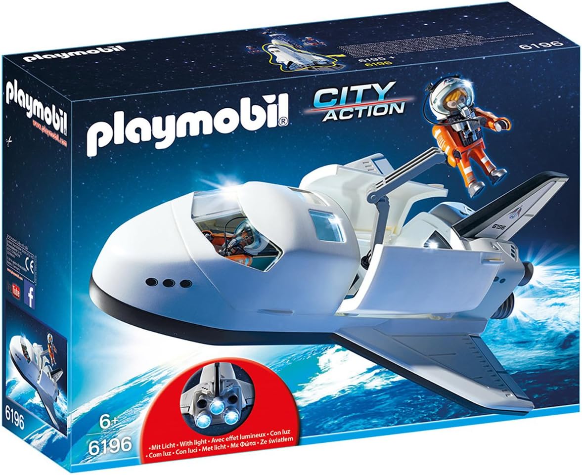 Playmobil 6196 City Action Space Shuttle with Light-up Boosters, Fun Imaginative Role-Play, PlaySets Suitable for Children Ages 4+