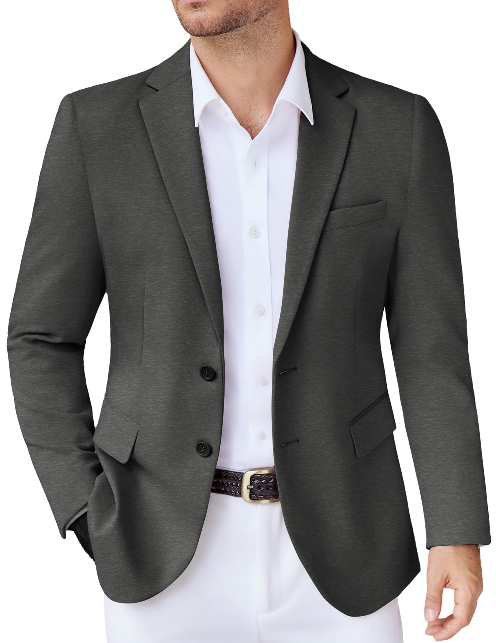 COOFANDY Men's Casual Knit Blazer Stretch Slim Fit Sport Coat Two Button Lightweight Suit Jackets