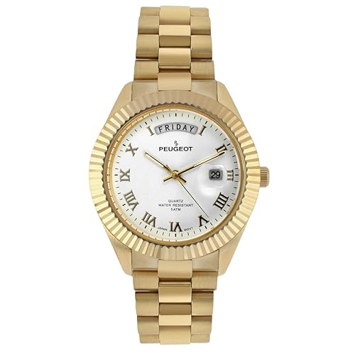 14K All Gold Plated Big Face Luxury Watch with Day