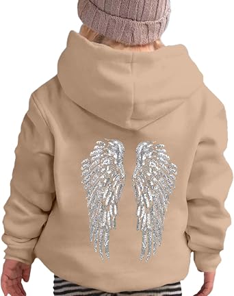 Cute Hoodies for Teen Girls Angel Wings Graphic Trendy Preppy Hooded Sweatshirt Oversized Long Sleeve Shirts for Boys