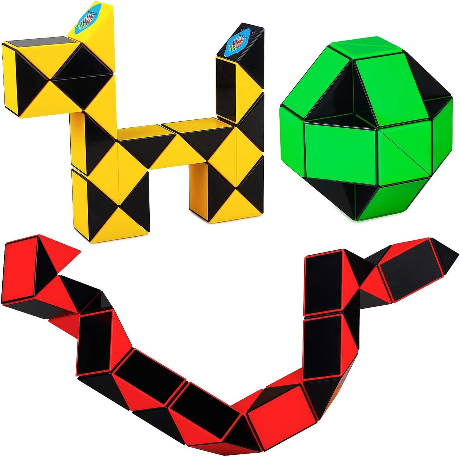 Ganowo3 PCS Big Size Speed Snake Ruler Cube Puzzle | 24 Wedges Twist Fidget Sensory Toys Party Favors