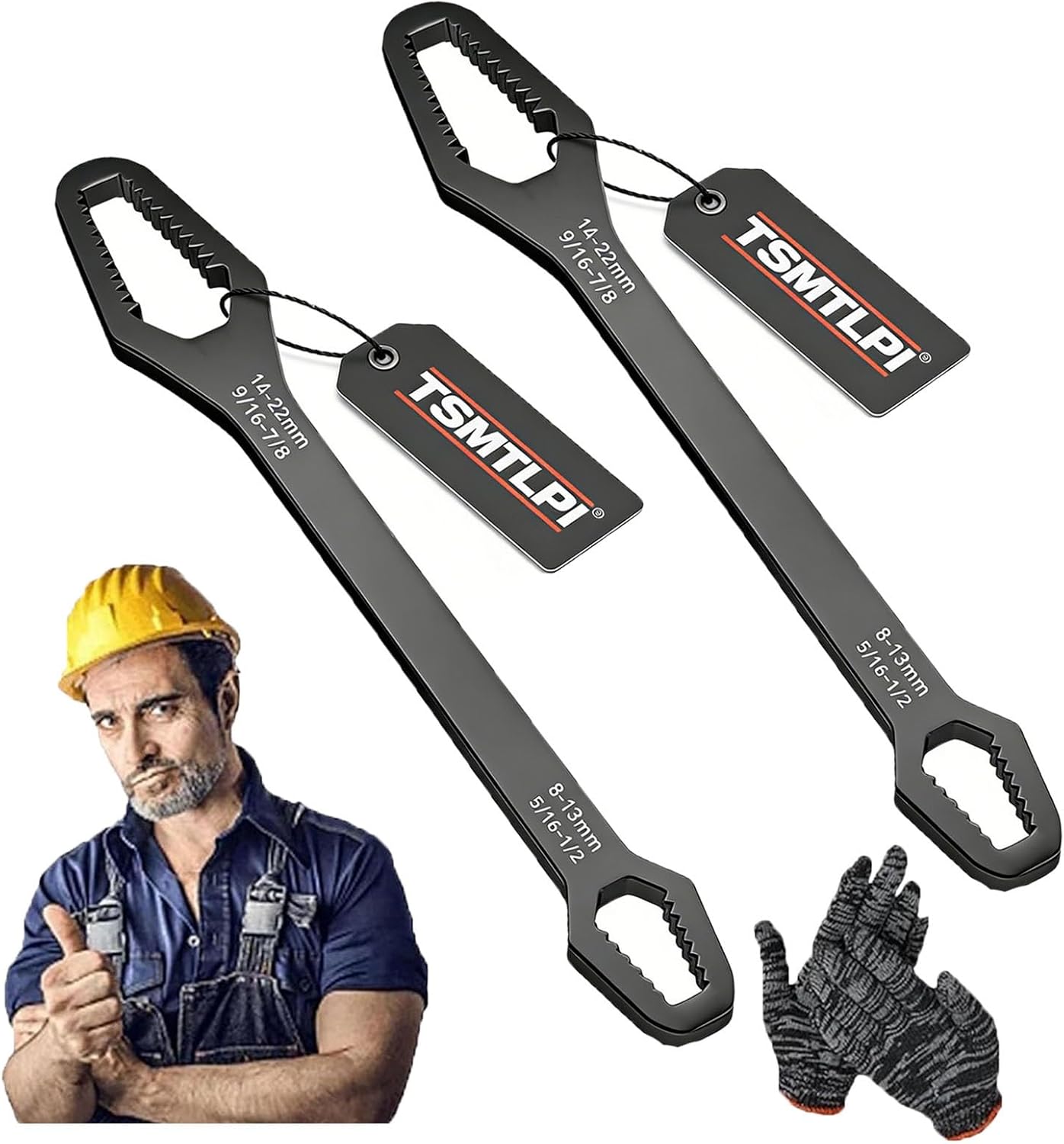 Universal Torx Wrench Double-Head Self-Tightening Wrench, Universal Car Double Ended Torx Wrenchs, 8-24mm Self-Tightening Wrenchs,Non-slip Multi-function for Most Nuts & Bolts Repair(Black*2)