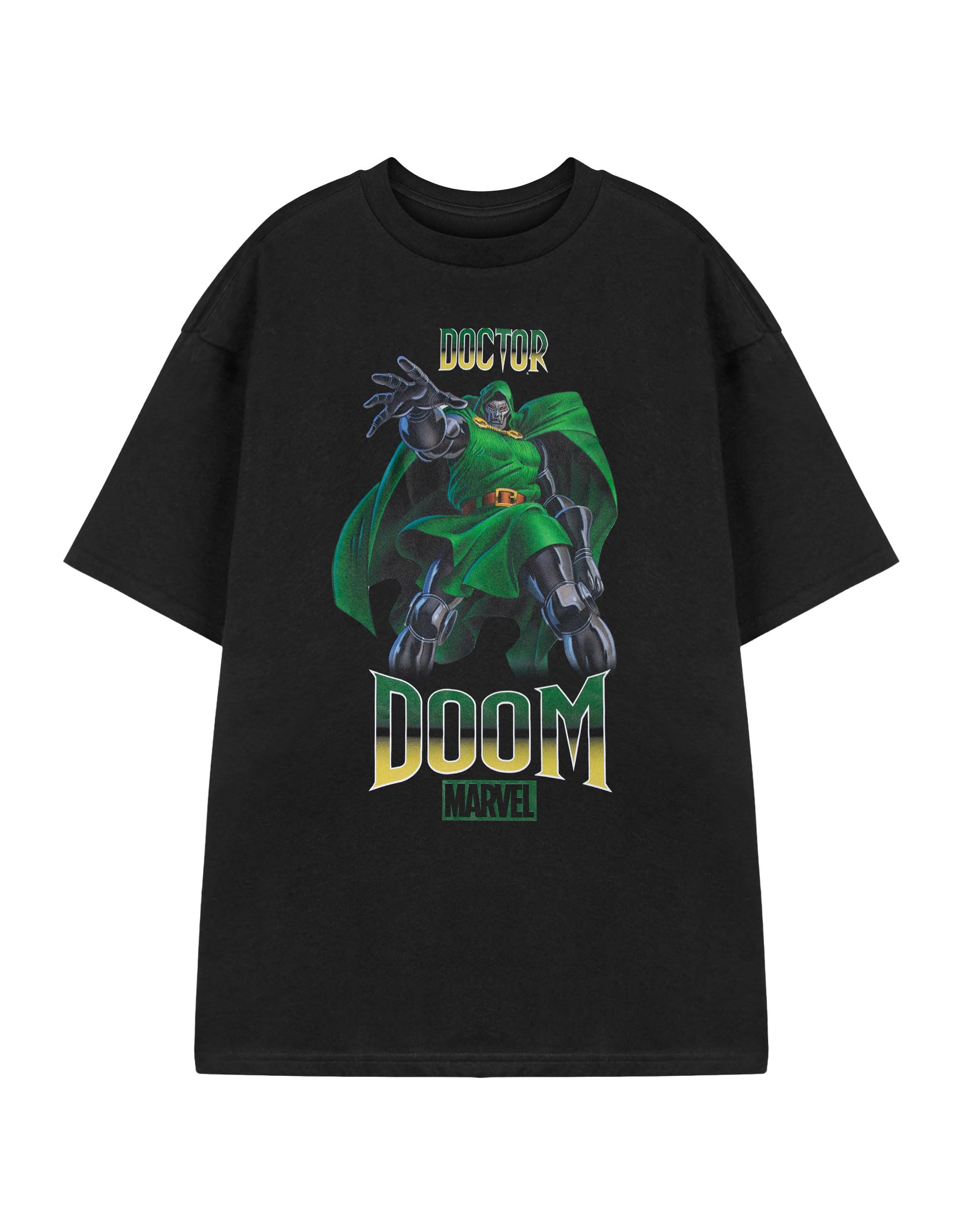 Marvel Men's Black Doctor Doom Graphic Tee | Short Sleeve Crew Neck T-Shirt | Cartoon Character Print Top | Streetwear Merchandise Merch - XXX-Large