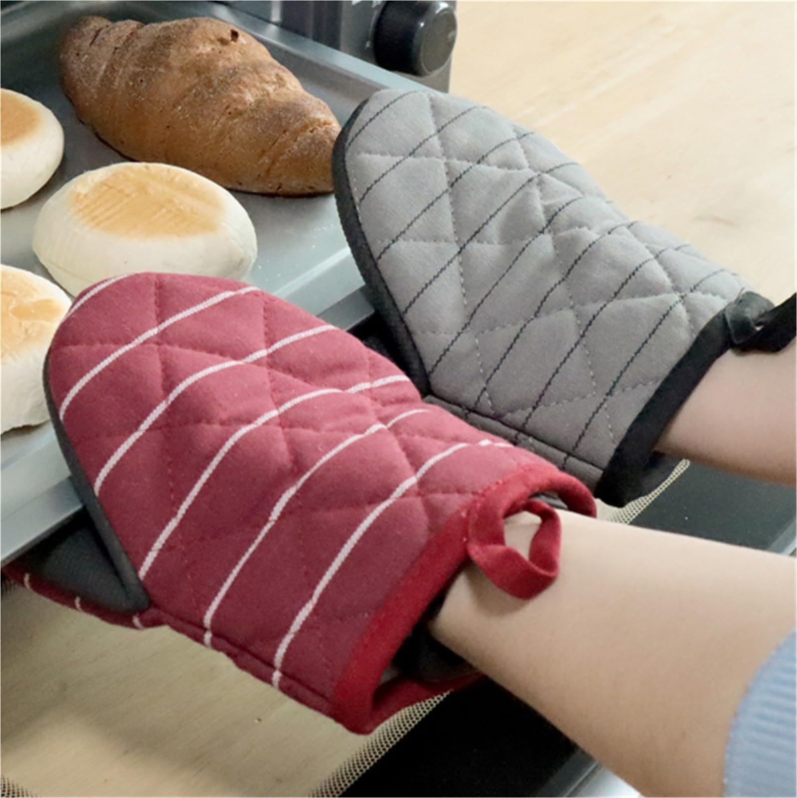 Manoplas Horno 1 Par De Manoplas De Horno Resistentes Al Calor, Manoplas De Silicona For Cocinar, Asar, Hornear, Microondas Guantes Horno Cocina(G)