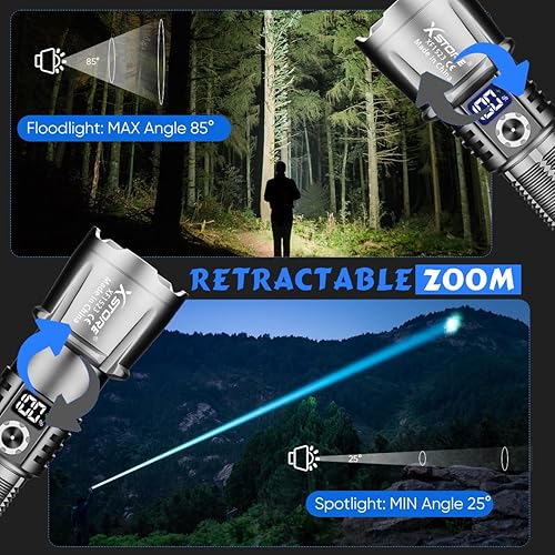 Miniatura 3 de Linternas LED de alto lúmenes recargables - 950,000LM XHP70 Linterna súper brillante de alta potencia, potentes linternas recargables