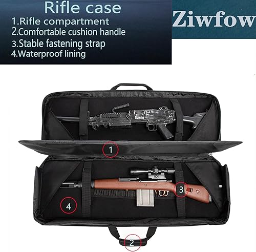 Miniatura 6 de Classic Tactical Double Long Rifle Gun Bag Rifle Case Estuche de transporte de armas de fuego con mochila - Compartimento con cerradura para rifle