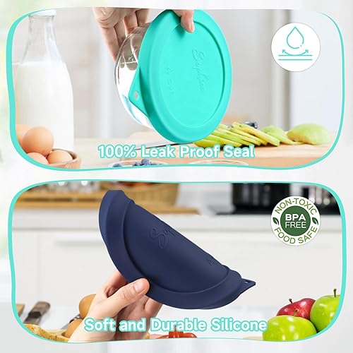 Miniatura 4 de Sophico Tapa redonda de almacenamiento de silicona de 4 tazas de repuesto para cuencos de vidrio Anchor Hocking y Pyrex 7201-PC (recipiente no