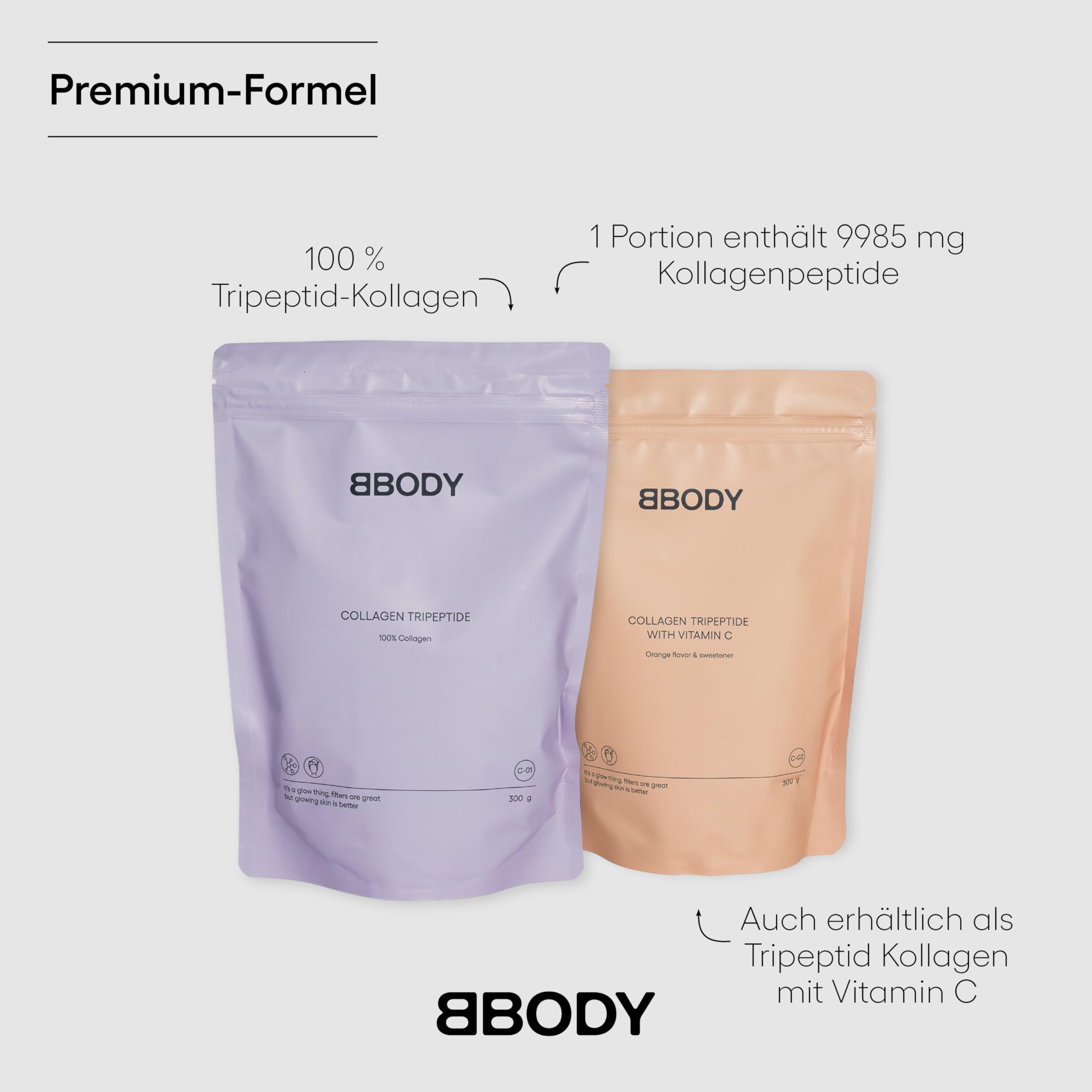 Tripeptid Kollagen Pulver 300 g - 100% reines, bioaktives Marine Collagen Hydrolysat Peptide aus wildem isländischem Kabeljau, perfekte Löslichkeit, 30 Tage Vorrat