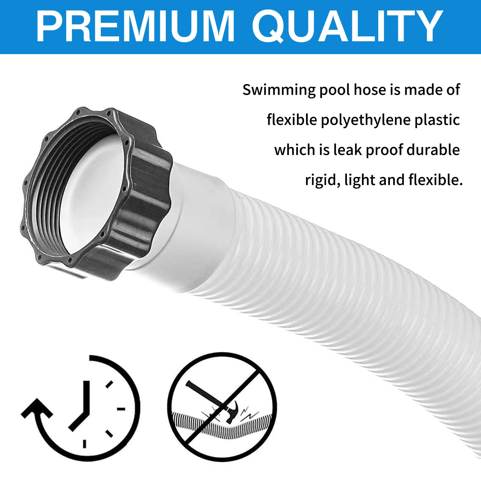 Poolschlauch 38mm,2 Stück Schlauch für Poolpumpe 150cm,Schwimmbadschlauch,mit 3 Wege Schlauchverbinder,Poolpumpenschlauch,für Poolpumpe Filterpumpe Schwimmbad