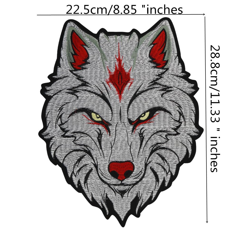 Embroidered Wolf Head Iron On Patch Sew On Embroidery Badge Werewolf Applique - Foto 5