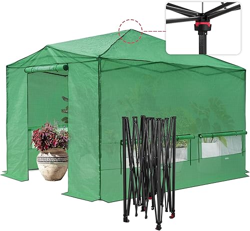 EAGLE PEAK Invernadero grande portátil de 12 x 8 pies, instalación rápida instantánea para interiores y exteriores, toldo de jardín para plantas