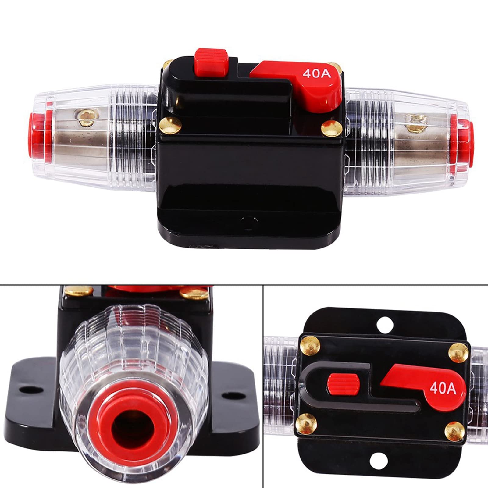 Rengue Disyuntor de 40A y 12V CC, Interruptor de Fusible Reiniciable, Protección de Reinicio Manual para Audio Estéreo de Coche y Aparatos Eléctricos